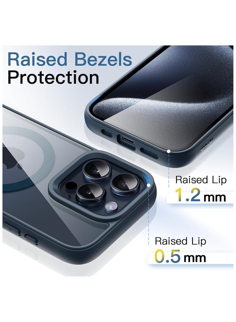 أكاليكس جراب مغناطيسي شفاف لهاتف iPhone 14 Pro Max، متوافق مع MagSafe، غطاء فاخر مطلي، جراب هاتف شفاف ناعم مقاوم للصدمات من مادة TPU (أزرق داكن) - Image 5